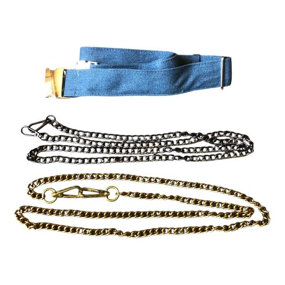 Fashion Statement Womens Crossbody Bag Denim Heart Shape Pewter Gold Chain Strap - Picture 13 of 16